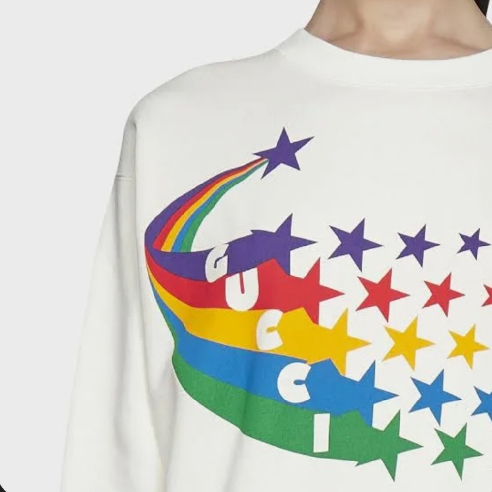 Gucci Off White Rainbow Star Print Longsleeve Sweater Small Unisex